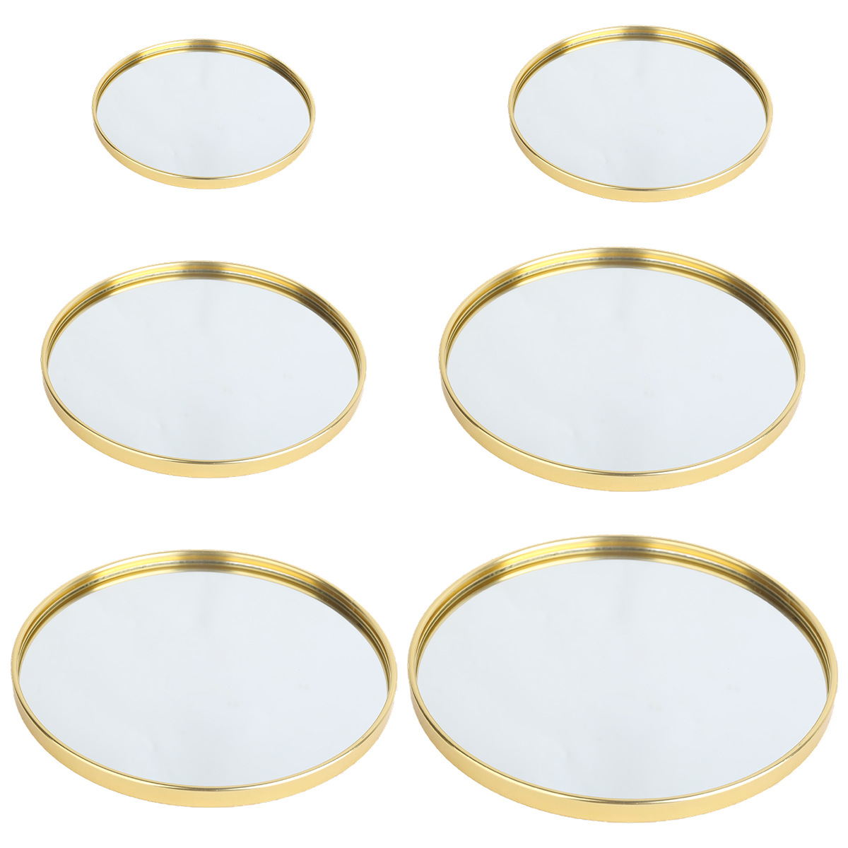 Decorative Mirror - Goudkleurige ronde spiegelbak, opbergplaat voor sieraden,