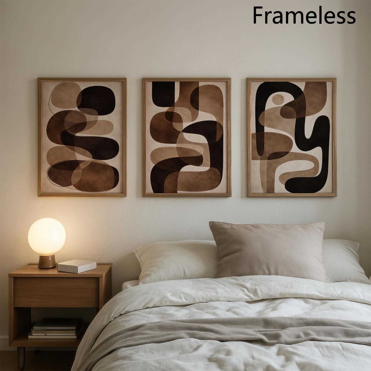 Abstract Canvas Set - 2D Platte 3-delige Japandi Bruin Beige