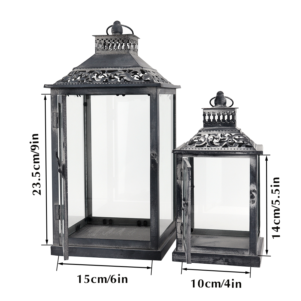 Set van twee antieke grijze me - Candle Holder Decor recensie en prijs