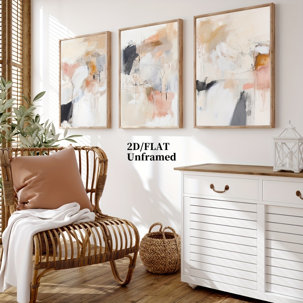 3 stuks frameloze, neutrale be - Abstract Canvas Set recensie en prijs