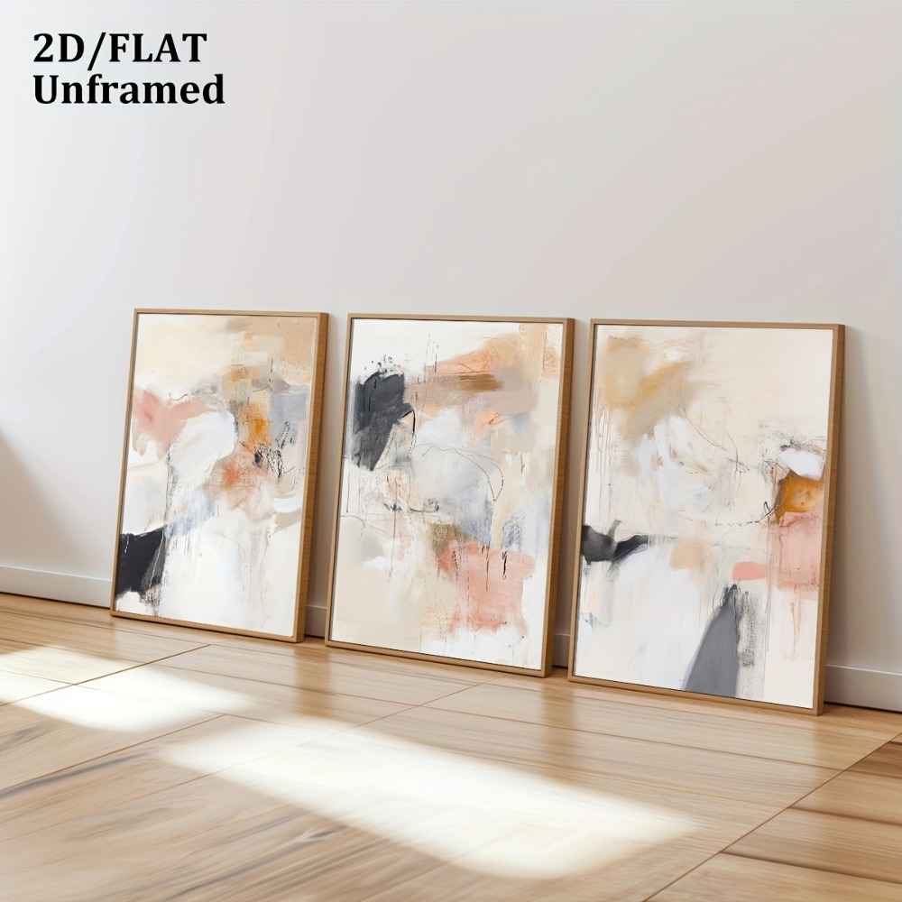 3 stuks frameloze, neutrale be - Abstract Canvas Set recensie en prijs