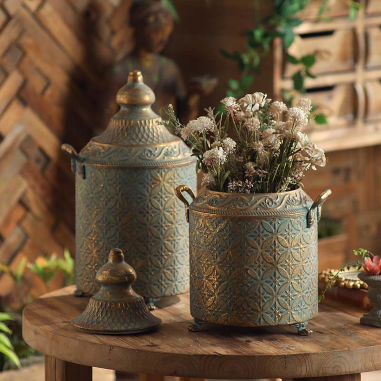 Patina afgewerkte metalen deco - Vase Decor recensie en prijs