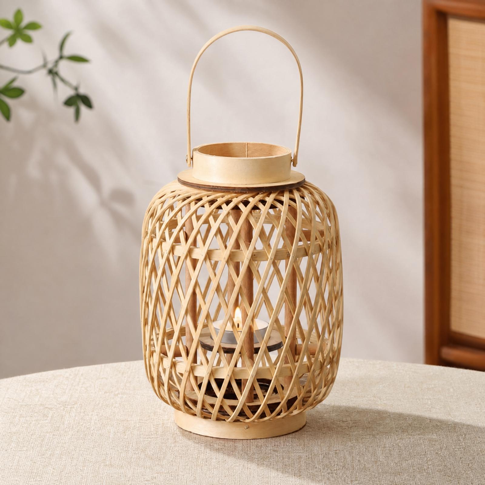 Handgeweven bamboe kaarsenhoud - Candle Holder Decor recensie en prijs